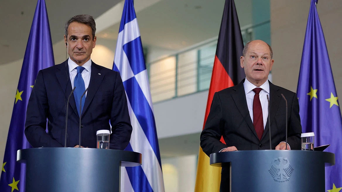 Ανησυχία Μητσοτάκη για το μεταναστευτικό στις κοινές δηλώσεις με Σολτς 