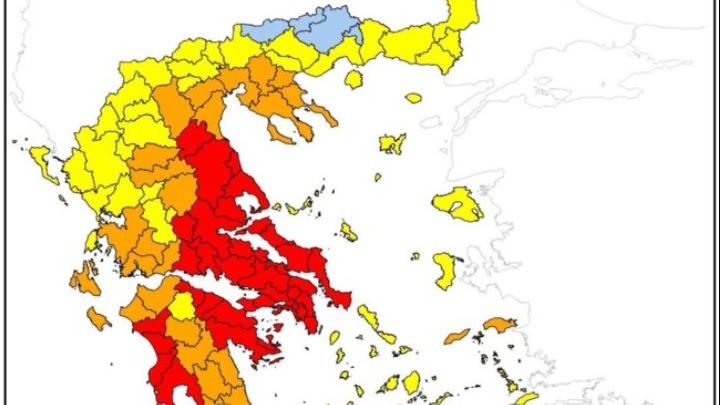 Ακραίος κίνδυνος πυρκαγιάς 5 σε σειρά περιοχών της χώρας αύριο